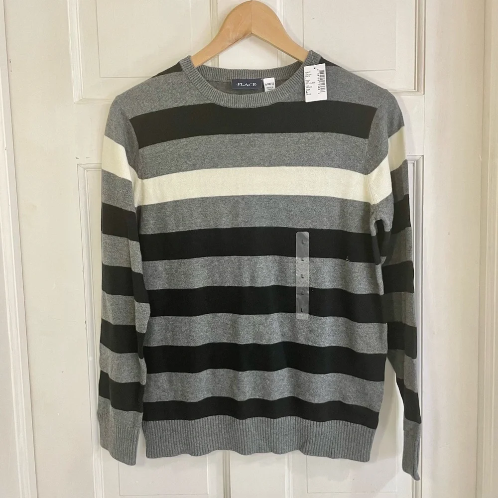 NWT Children’s Place boys 10/12 cotton sweater wide stripes
